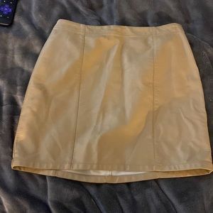 tan leather mini skirt